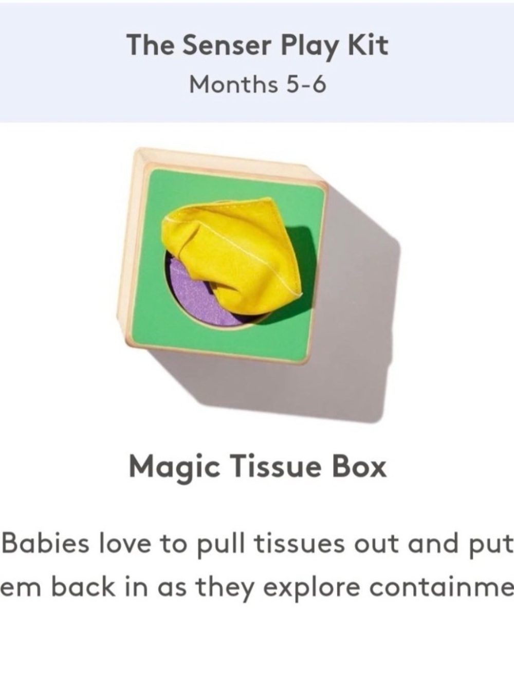Lovevery Magic Tissue Box with Magic Tissues Senser Play kit 5-6 Months